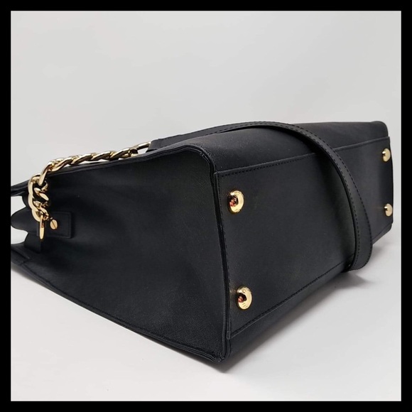 Michael Kors Hamilton Large Saffiano Leather Tote Black With Gold - Picture 11 of 16